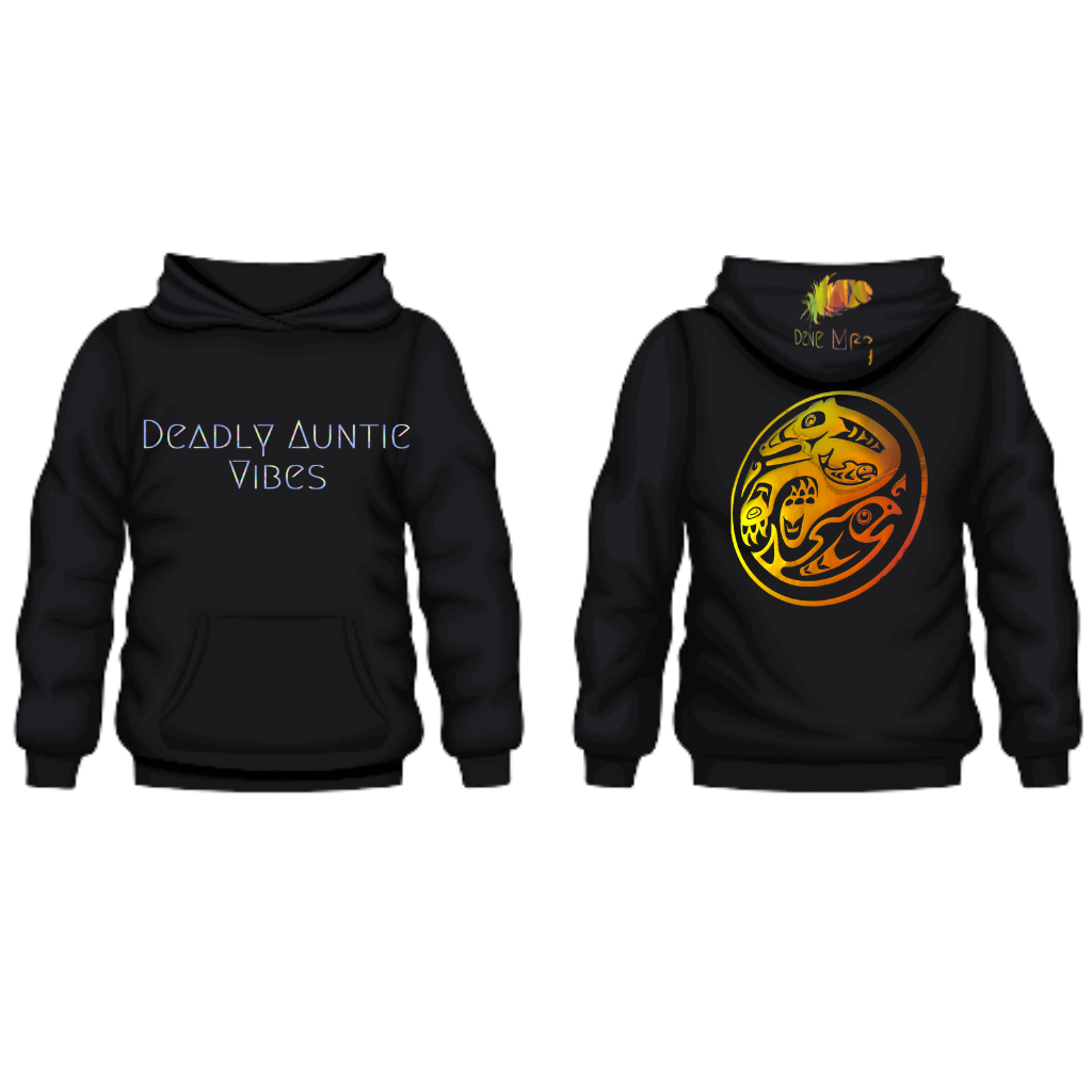 Deadly Auntie Vibes Sweater with Salmon on the back